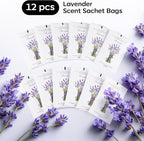 12 Pack Lavender Scented Sachets | Odor Eliminator & Air Freshener for Drawer, Closet, Car, Shoes, Gym Bag, Suitcase | Home Fragrance Gift Set