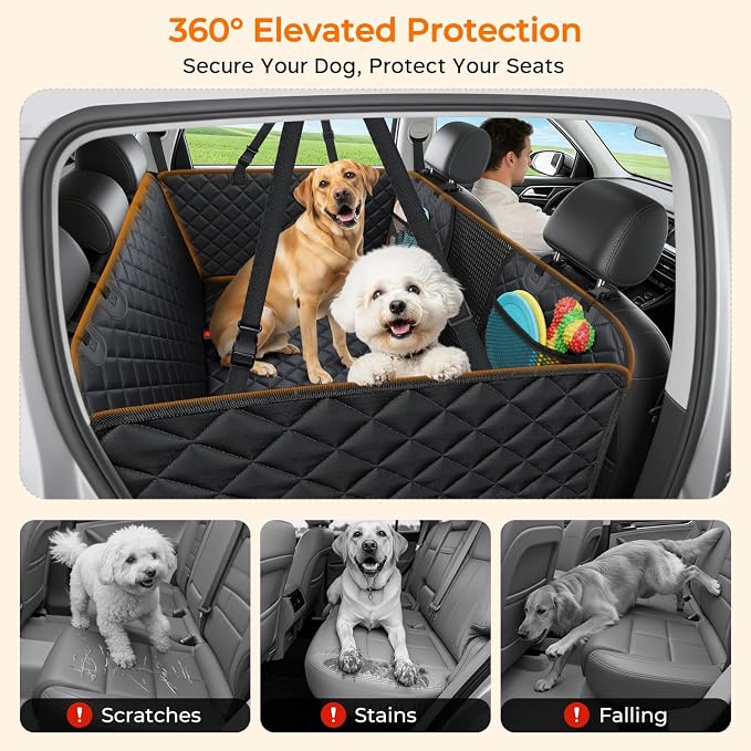 2026 Upgraded Dog Back Seat Extender for Full Size Crew Cab Truck - Large Hard Bottom Dog Car Seat Cover Holds 550lbs, Waterproof Dog Hammock Pet Bed with High-Density Foam Non-Slip