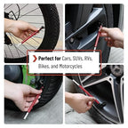 Pencil Tire Pressure Gauge, 2 Pack, 10-75 PSI, Red, Stainless Steel Body, Metal Made Nozzle, Rust and Corrosion Resistant, Pencil Air Pressure Gauge for Tires, 3 Measurements for Cars, Bikes