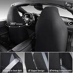 Waterproof High Back Car Seat Covers Front Seats with Armrest Gray | Neoprene Bucket Seat Cover, Airbag and Armrest Compatible, Built-In Seatbelt Universal Fit for Cars,Truck, Van, SUV