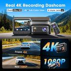 Z60 4K Dash Cam Front and Rear, Built-in 32GB eMMC, Free 64GB Card Included, Dual Dash Camera for Cars, AI ISP Night Vision 2.0, 5GHz WiFi, GPS, G-Sensor, 7 Days AOV Parking Mode, 3" IPS, ADAS