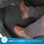 ProLiner Floor Mats for Cars Trucks SUV, 2-Piece All-Weather Car Mats with Universal Fit Design, Durable Car Floor Mats with Capture Ridges, Waterproof Rubber Floor Mats for Cars (Black)