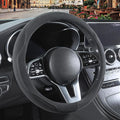 Gray Faux Suede Steering Wheel Cover, Breathable Non-Slip Sweat-Proof Wear-Resistant No Pilling, Warm in Winter and Cool in Summer, Universal 15 inch
