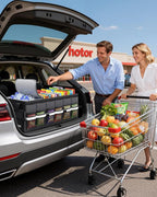 Car Trunk Organizer - Trunk Organizer for SUV with Removable Cooler Bag, Foldable Cover, 3 Compartment Car Storage Essential Car Accessories for Truck, Van & Sedan, Black, 33.1" x 12.6" x 11.0"