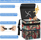 Car Trash Can Bin for Back Seat Leak Proof, Cute Car Trash Bag Hanging, Vehicle Trash Can for SUV Truck Van, Automotive Garbage Cans Front Seat Red Leaves