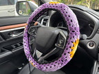 Handmade Crochet Sun Moon Car Steering Wheel Covers Universal 14-15 inch,Cute Steering Wheel Cover,Car Accessories (B:Wheel Covers)
