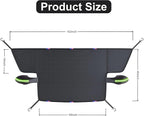 Windshield Snow Cover,Oxford Fabric Winter Frost Cover with Side Window and Rearview Mirror Protector, Extra Large Magnetic Frost Guard Windshield Cover for Most Cars,SUV,Sedan,Truck (Green)