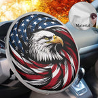 American Flag Eagle Steering Wheel Sun Shade Cover Anti-Heat Aluminum Foil Steering Wheel Cover Sun Shade, Auto Interior Protector Car Steering Wheel Cover for Women