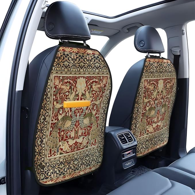 William Morris Vintage Floral Car Seat Back Kick Protectors Kick Mats With Storage Pockets For Vehicles To Protect From Dirt Mud Scratches 2 Pack