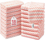 Microfiber Cleaning Cloths – 18 Pack, 10" x 10", Pink – Reusable, Lint-Free, Super Absorbent Towels for Kitchen, Car, and Household Cleaning