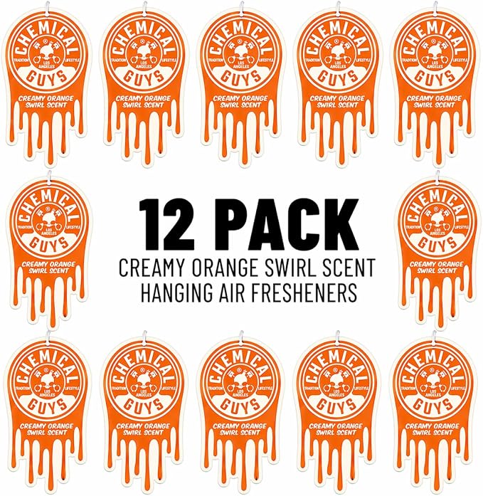 Hanging Car Air Freshener 3-Pack, Creamy Orange Swirl Premium Sweet Citrus & Smooth Creamy Vanilla Fragrance, Rearview Mirror Paper Fresheners for Cars, Trucks & SUVs