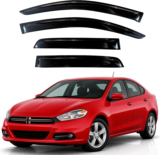KPY Rain Guards Fit for 2013–2016 Dodge Dart, Out-Channel Window Visors Vent Wind Deflectors 4PC, Car Accessories for 13–16 Dart