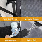 Waterproof Dog Car Seat for Small Medium Dogs, 5in Memory Foam Pet Booster Seat for Dogs up to 35 lbs with Pockets, Detachable Washable Pet Carseat with Y-Shape Safety Belt (Gray, Medium)