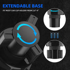 Car Cup Holder Expander with Adjustable Base, Fits 16–46oz Bottles | Expandable Base Fits 2.5"–3.8" Cup Holders; Secures Yeti, Owala 16–46oz Bottles; 99% Phones; Anti‑slip Tabs Prevent Spills