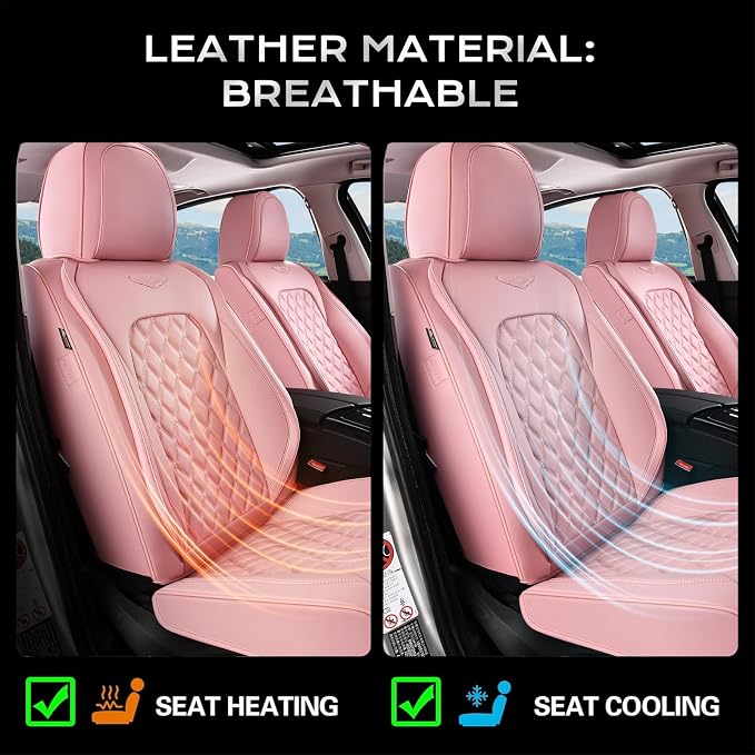 Coverado Rear Seat Covers, Stylish Waterproof Faux Leather Rear Protectors for Sedan SUV Truck, Luxury Fashion Interior – Pink