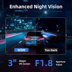 Car Camera 4K Resolution, WiFi, Bluetooth, GPS Dash Cam, 3-Inch IPS Screen, Night Vision, Loop Recording, HDR, App Control, and Supports up to 512GB with a Free 32GB Card Included