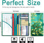 Car Registration and Insurance Holder, Vehicle Glove Box Organizer Cool Car Accessories, Car Document Holder for Cards and Driver License, Almond Blossom