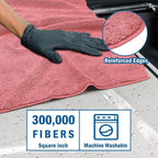 Professional Large Microfiber Car Drying Towels 2 Pack, Lint Free, Scratch Free, Highly Absorbent Drying Towel for Cars, SUVs, RVs, Trucks, and Boats,31" x 24",Red