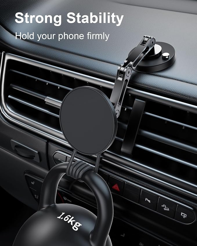 Magnetic Car Phone Holder Mount (360° Rotation) Cell Phone Car Holder, Phone Mount for Car Windshield Dashboard Hand Free Mount for iPhone 17 16 15 14 13 Pro Max All Smartphones