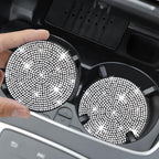 4 Pack Bling Car Coasters, Car Cup Holder Coaster, Rhinestone Coaster for Cup Holders, Silicone Car Coasters for Women Car Interior Accessories (2.75'' White Crystal Circle)