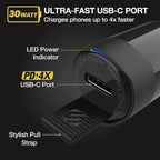 CPDC30 Mini USB-C 30W Car Charger for Cigarette Lighter Outlet, Power Adapter Plug with 4 FT Long USBC to Type-C Fast Charging Cable Cord Compatible with Android, iPhone & iPad, Black