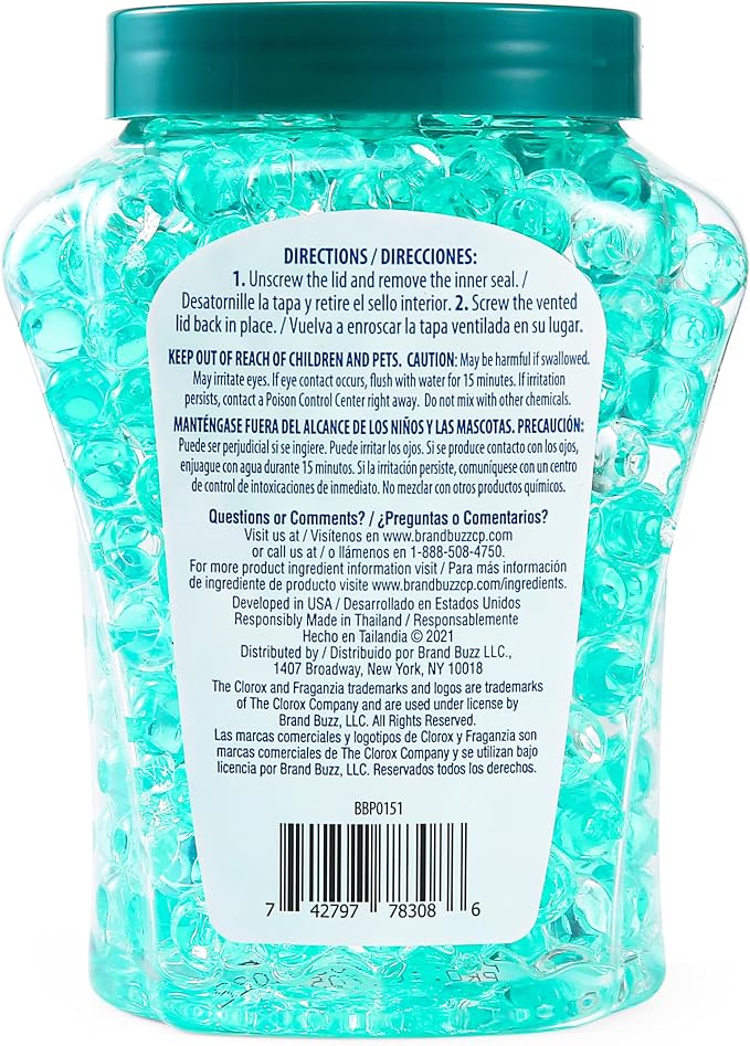 Fraganzia Crystal Beads Air Freshener Twin Pack, Long Lasting Room Deodorizer and Odor Eliminator Gel Beads for Home, Car, or Office, Island Orchid Scent, 24 Fl Oz