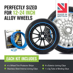 AlloyGator Sky Blue Rim Protector for Car Wheels (Fits 12-24" Wheel Diameter) - Pack of 4 Premium Alloy Wheel Protector to Avoid Scratches & Scuffs - Adhesive Free Curb Rash Rim Protectors