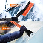 27" Heavy Duty Snow Brush and Ice Scraper | Scratch-Free Bristle Head & Detachable Scraper with Aluminum Body and Ergonomic Grip | Snow Removal Winter Car Accessories