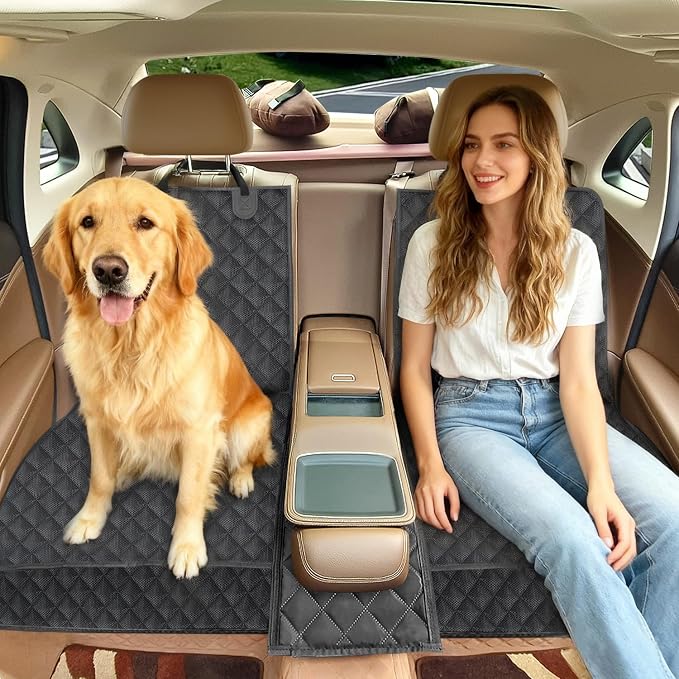 Dog Car Seat Cover for Back Seat, Waterproof Non-Slip Car Seat Covers Protector Scratchproof, Pet Bench Seat Covers for Cars, Trucks, Large Sedan, Large SUV (56" W*52" L)