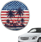 American Flag Palm Tree Steering Wheel Cover Sunshade Easy to Install Steering Wheel Sun Shade Cover Block UV Rays Car Interior Accessories for Sun Heat Fit Most Car