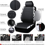 Cow Print Car Accessories Sets Faux Leather Car Seat Covers & Cow Car Mats & Cow Steering Wheel Cover Seat Belt Pads Universal fit for SUV,Van,Saden,Truck Cute Automobile Interior Sets Women