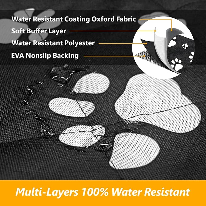 SUV Cargo Liner for Dogs, Upgraded Extra Large Water Resistant Pet Cargo Cover Dog Seat Cover Mat for SUV Sedans Vans with Bumper Flap for Full-Size SUVs Vans, Paw Print