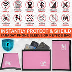 Faraday Shielding Pouch for Phones, Key Fobs & RFID Cards – Privacy Storage Sleeve for Travel, Home & Everyday Device Organization - LIGHT PINK