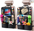 Backseat Car Organizer, Kick Mats Back Seat Protector with Touch Screen Tablet Holder, Back Seat Organizer for Kids, Travel Accessories with 9 Storage Pockets 2 Pack, Black