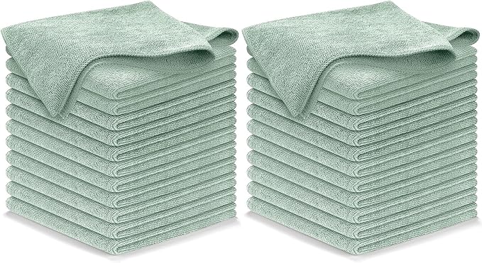 Microfiber Cleaning Cloth - Sea Green - 24Pcs (12.5x12.5 inch) High Performance - 1200 Washes, Ultra Absorbent Car Towel Traps Grime & Liquid for Streak-Free Mirror Shine - car Washing Cloth
