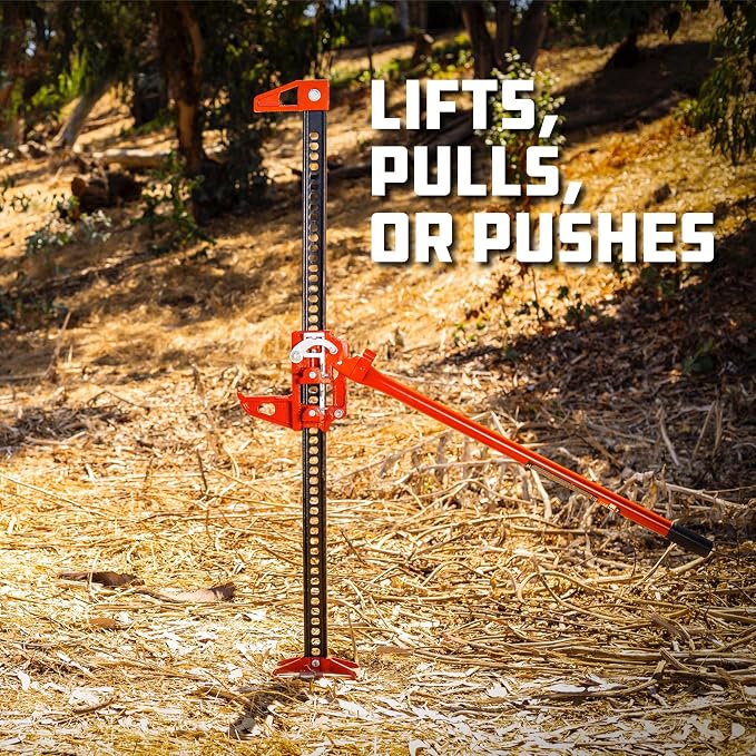 Powerbuilt 8-Inch Ratcheting Off Road Utility Farm Jack, 3 Ton (6,000 lb) Capacity Utility High Lift Farm Jack, Lift Range: 5-1/4" to 34-1/2", for Tractor Truck SUV -647587