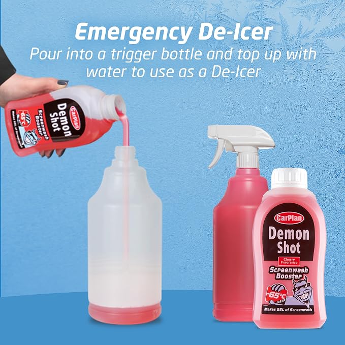 Demon Winter Windshield Washer Fluid Shot, 17 fl oz – Concentrate Sub-Zero Windscreen Washer Fluid Booster, High Power Shot Makes up to 845 fl oz