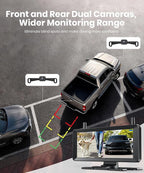 2 Wireless Backup Camera: 7.2" USB-Powered Dual Split-Screen 1080P HD Monitor with DVR Recording, Front and Rear Coverage, Stable Signal, Back Up Camera for Pickup, Trailer, SUV