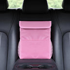 AOKJOY Car Garbage can with lid Leak Proof Vehicle Trash Can 3 Storage Pockets Hanging Waterproof car Trash Bag for SUV Pink