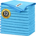 Blue Microfiber Cleaning Cloth -Pack of 12, Highly Absorbent Cleaning Rags, 16"X12" All Purpose Cleaning Towels for Housekeeping, Kitchen, Car, Lint Free and Reusable Microfiber Towels