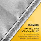 SolarGuard Plus Sunshade for Car Windshield - Reflective Car Shades for Windshield, Blocks Damaging UV Rays - for Use on Front Window Exterior, Includes Security Flaps - Silver, Standard Size