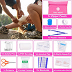 Pink Car Emergency Kit, Premium Roadside Emergency Car Accessories Kit with Jumper Cables, Flashlight, Shovel, Toolbox Set, etc Car Accessories for Women