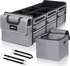4 in 1 Car Trunk Storage Organizer with Leakproof Cooler Bag, Multi-Compartment Foldable Trunk Storage Box for Car Truck SUV Gray