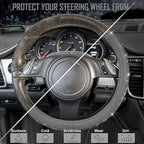 Bling Diamond Leather Steering Wheel Cover, with Bling Sparkly Crystal Glitter Rhinestones Universal Fit 14" 1/2-15" Car Wheel Protector for Women Girl Fit Suvs,Vans,Sedans,Cars,Trucks, Gray