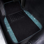 Bling Rhinestones Diamond Waterproof Car Floor Mat, Crystal Sparkly Shining Glitter Carpet, Anti-Slip PVC Heel Pad Universal for Interior Auto SUV,Sedan,Van,4pcs Girly Women Mint Teal Diamond