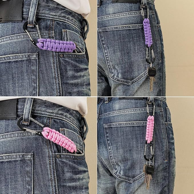 Paracord Keychain Carabiner Clip, D Ring Lanyard Hanger Stroller Hook for Water Bottle, Key, Backpacks, Men, Women