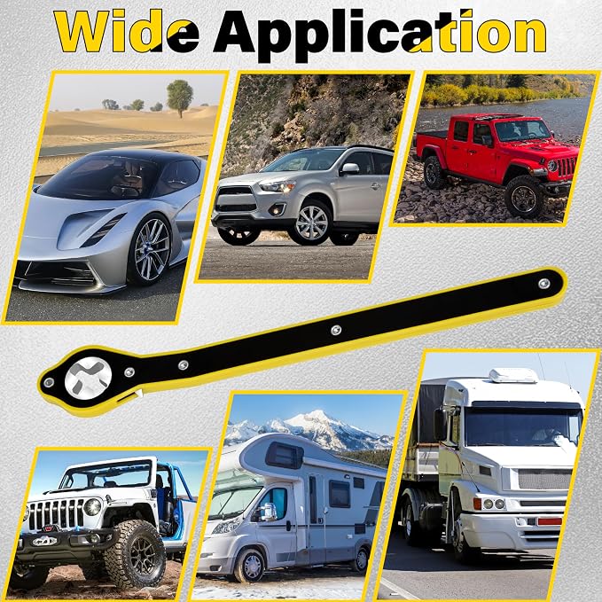Car Jack Ratchet Wrench, Labor-saving Tire Jack Handle, Scissor Jack Adapter for Car with Long Handle, 360° Swivel Tire Wheel Lug Wrench for Travel/Truck/SUV/Vans