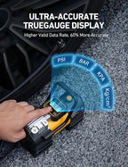 Tire Inflator Portable Air Compressor 150 PSI 12V DC Tire Pump with Digital Gauge Auto Shut-Off Fast Inflation, Ultra-Bright 12 LED Emergency Light for Car, Motorcycle, Bike, Ball, Inflatables