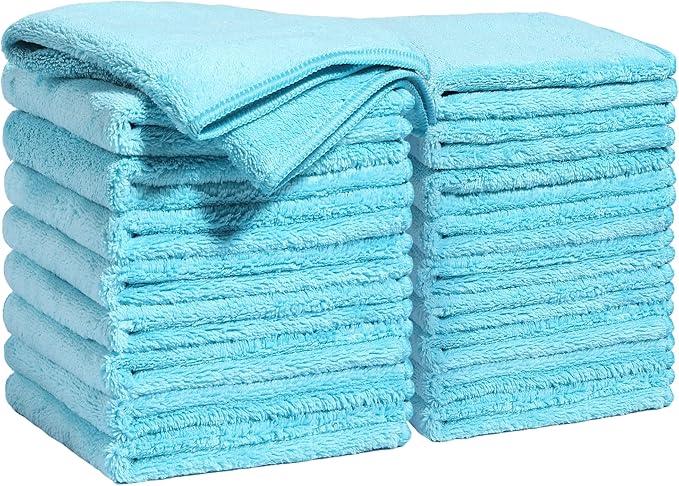 Microfiber Cleaning Cloths Cyan, 11.8" x 11.8" Kitchen Towels – Reusable Cleaning Rags, Lint-Free, Super Absorbent Cleaning Cloths for Kitchen, Car, and Household Cleaning