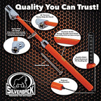 Silverback Hi-Visibility Orange Dual Foot Commercial Truck Tire Pressure Gauge, Recalibratable. Heavy Duty Stick Gauge with Black Metal Bar, Range 10-150 PSI in 2 PSI Increments.